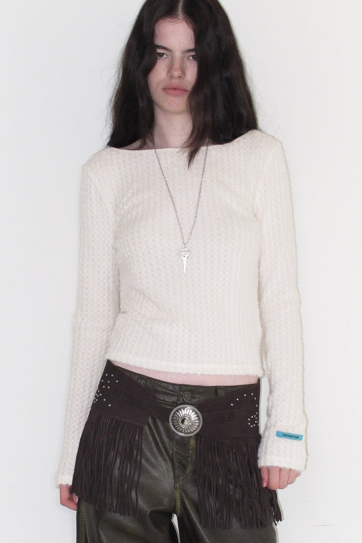 Instantfunk Feather Texture Tee - Ivory