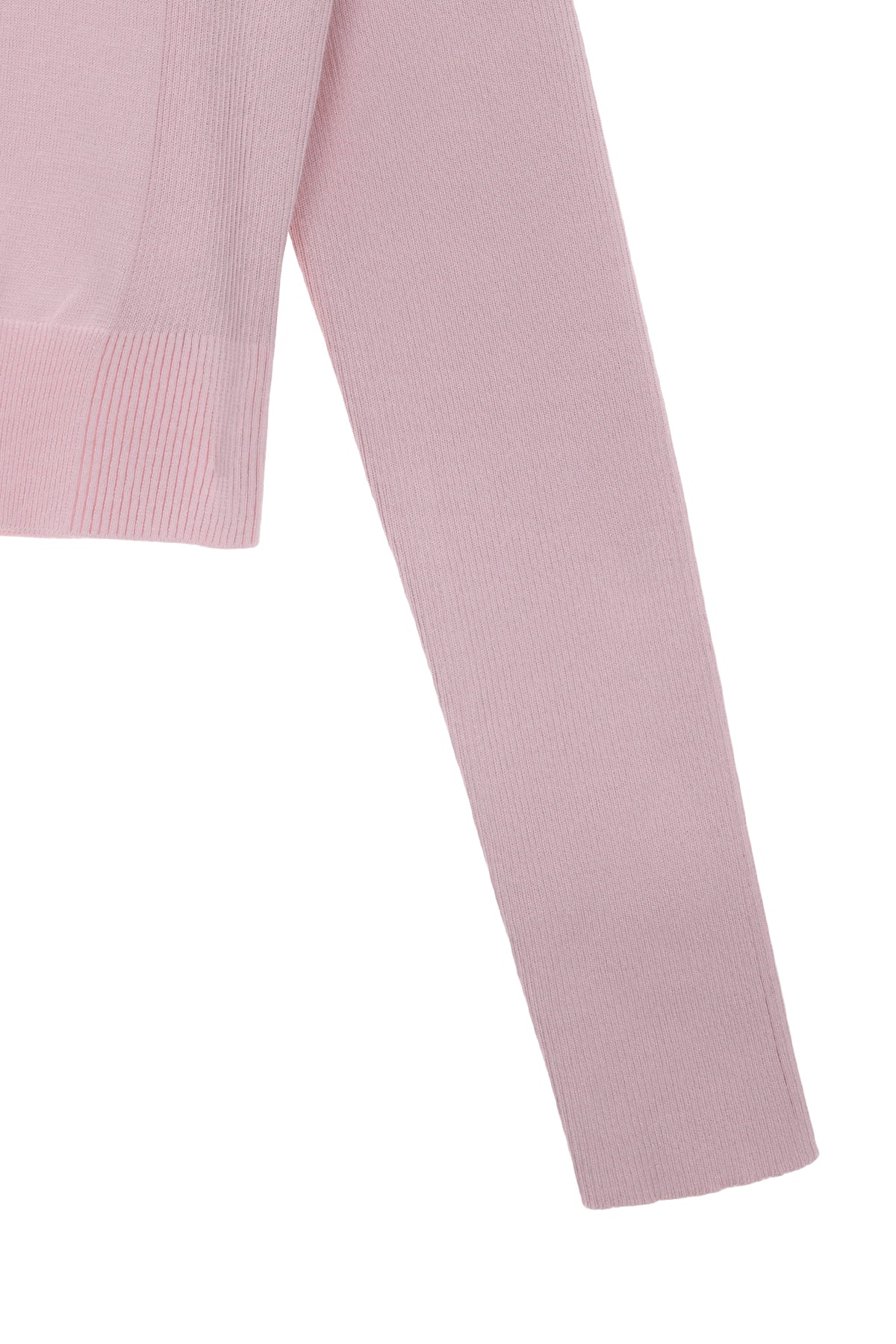 [matinkim] LOGO POINT JACQUARD KNIT CROP TOP IN LIGHT PINK