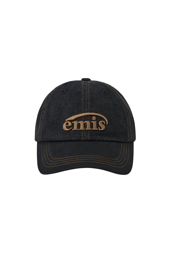 Emis Washed Denim Ball Cap-Gray/Black