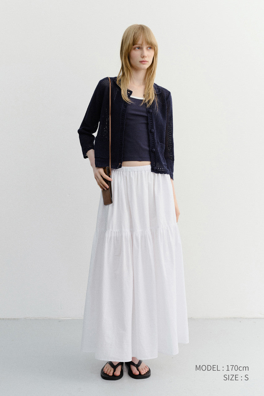 Dunst Crochet Collared Cardigan Navy