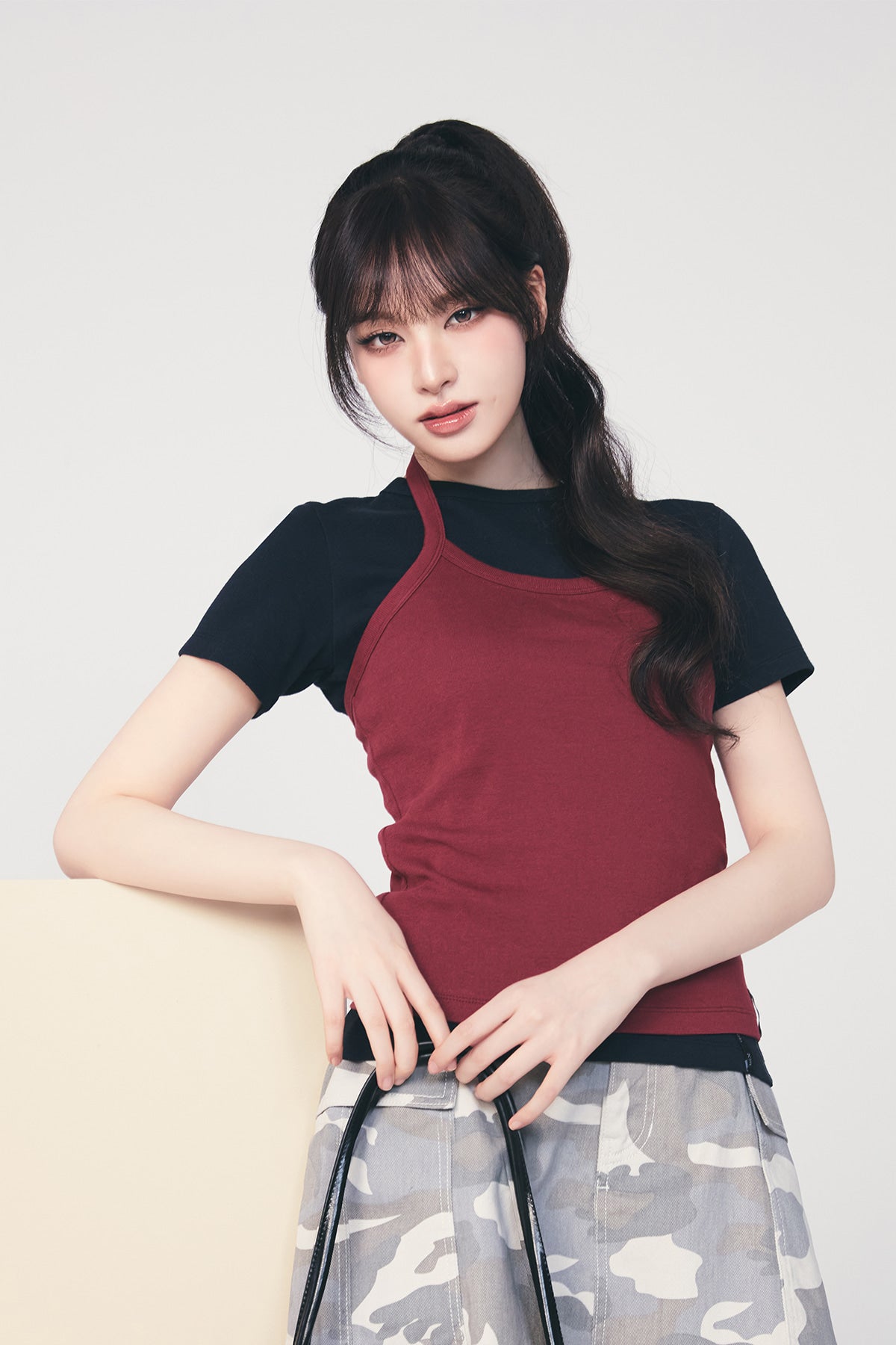 Matinkim Label Detail Halter Tank Top IN Wine