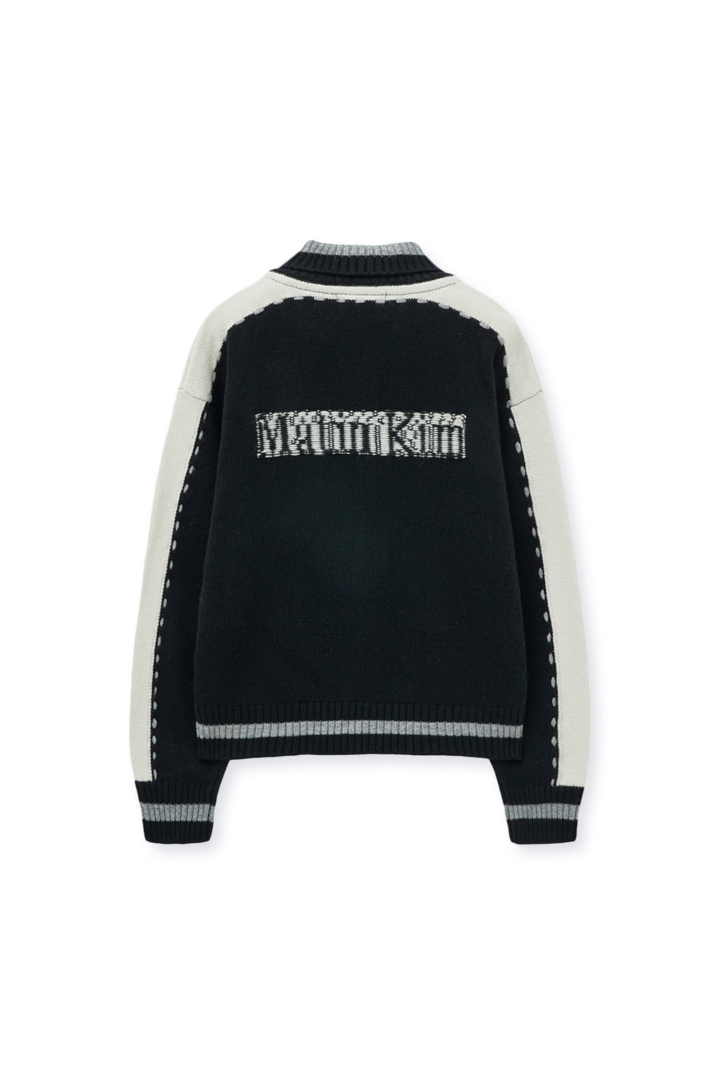 [matinkim] MATIN KIM INITIAL KNIT ZIP UP FOR WOMEN IN BLACK
