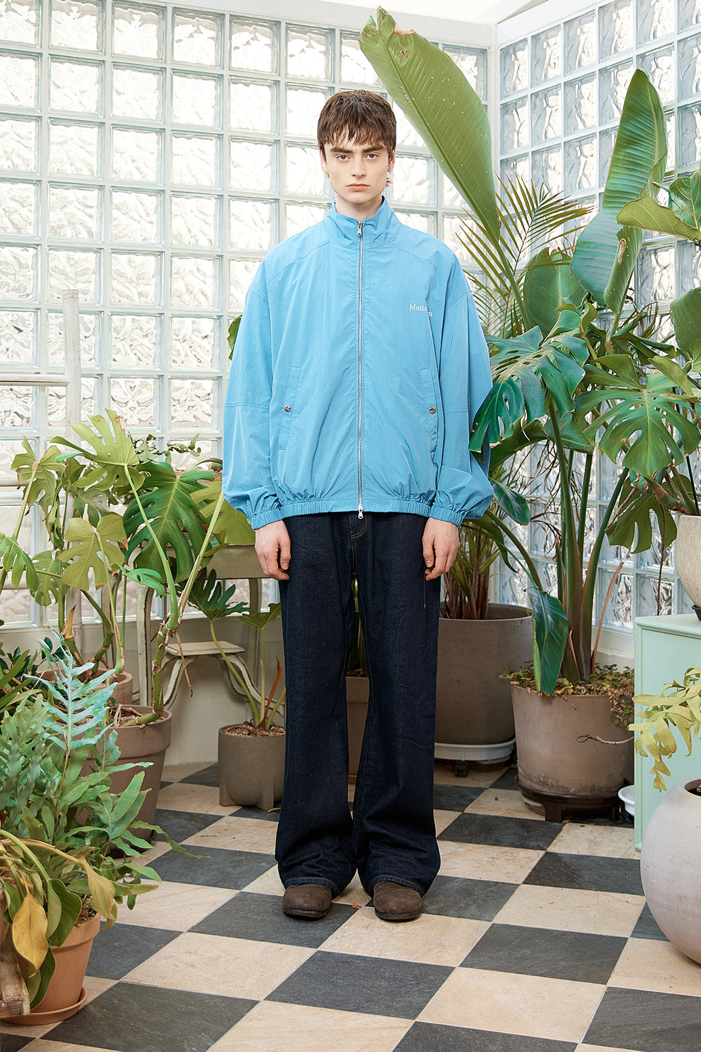[matinkim] OVERSIZE NYLON LIGHT JUMPER FOR MEN IN LIGHT BLUE