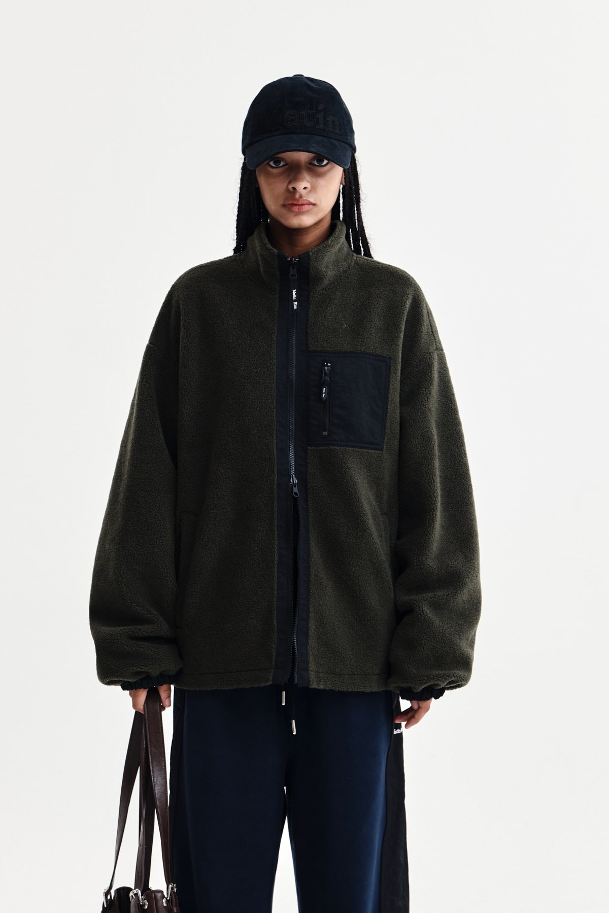 Matinkim Reversible Sherpa Zip UP IN Khaki