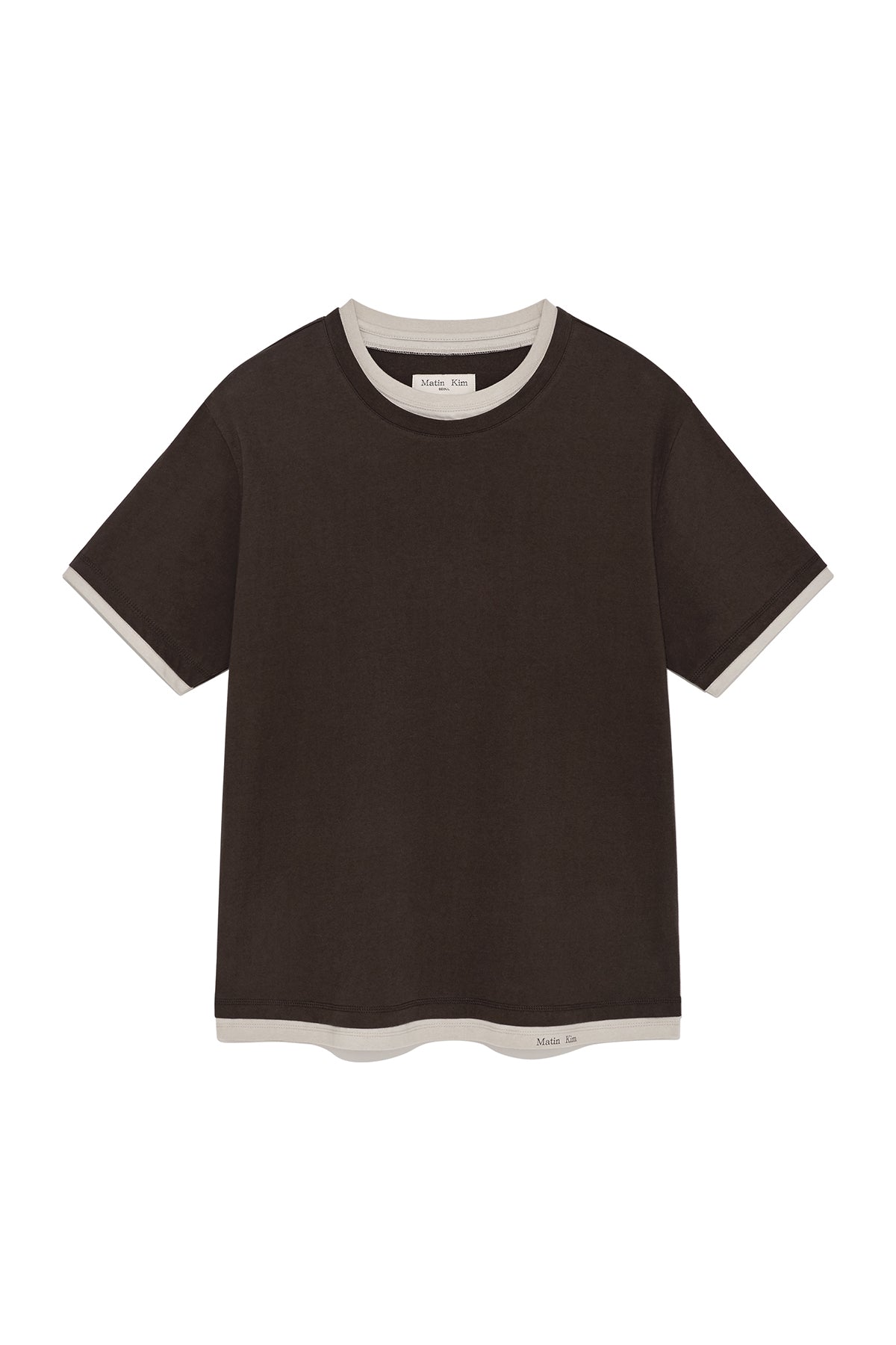 Matinkim Color Point Layered Top For Men IN Brown