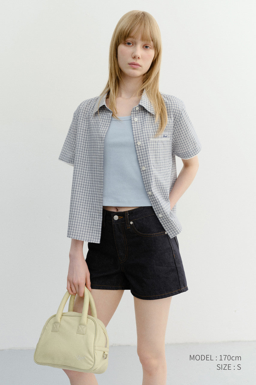 Dunst Laced Checked Shirt Blue Check