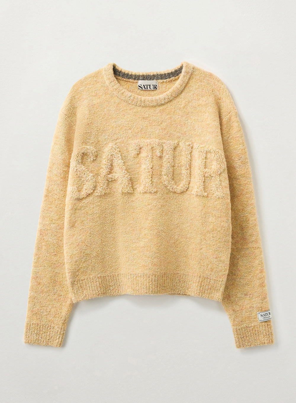 [satur] (W) Fleece Crew Neck Knit - Yellow