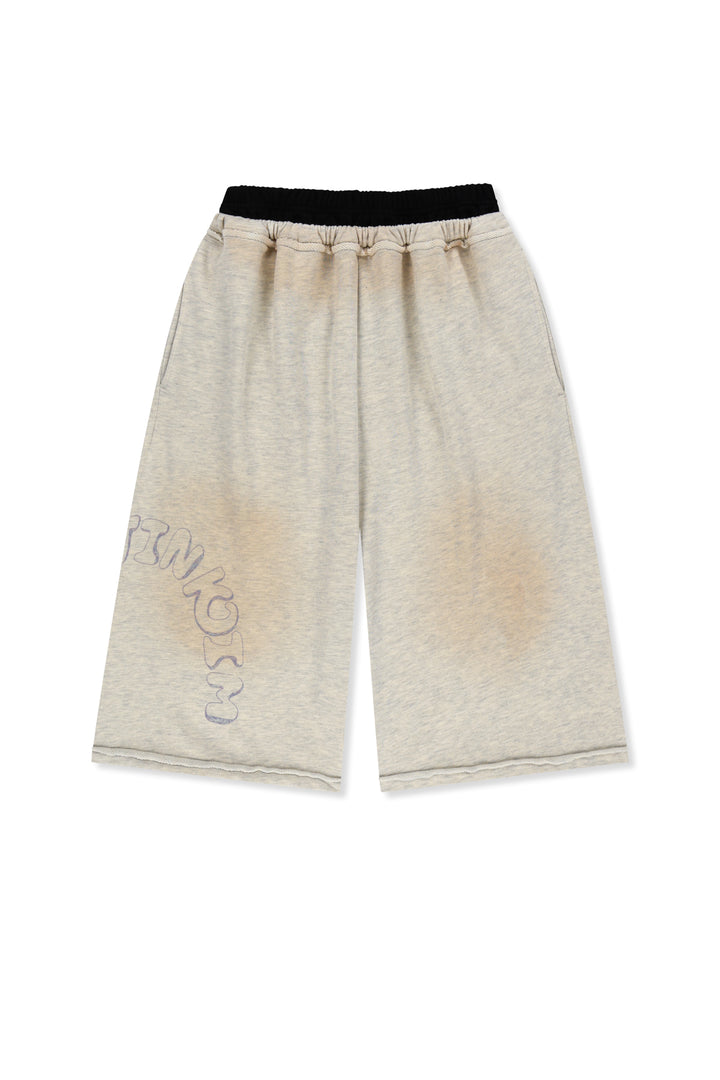 Matinkim Vintage Washed Color Contrast Bermuda Sweatpants IN Light Beige