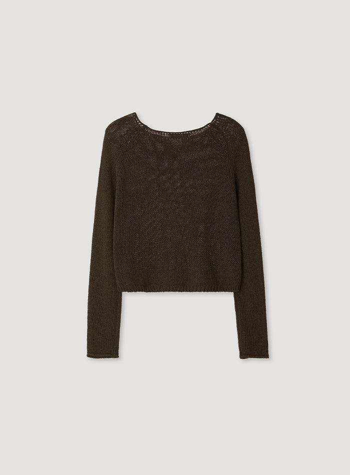 Mango Maniplease Neff Linen Crop Knit Brown