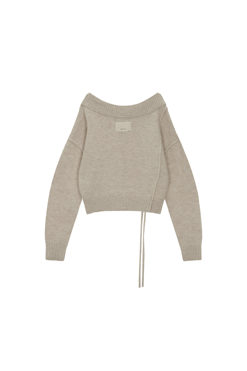 [matinkim] OFF SHOULDER STRING KNIT PULLOVER IN BEIGE