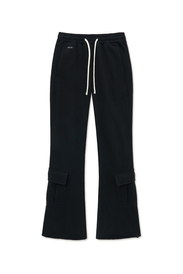 Matinkim Boots Cut Slim Cargo Sweatpants IN Black