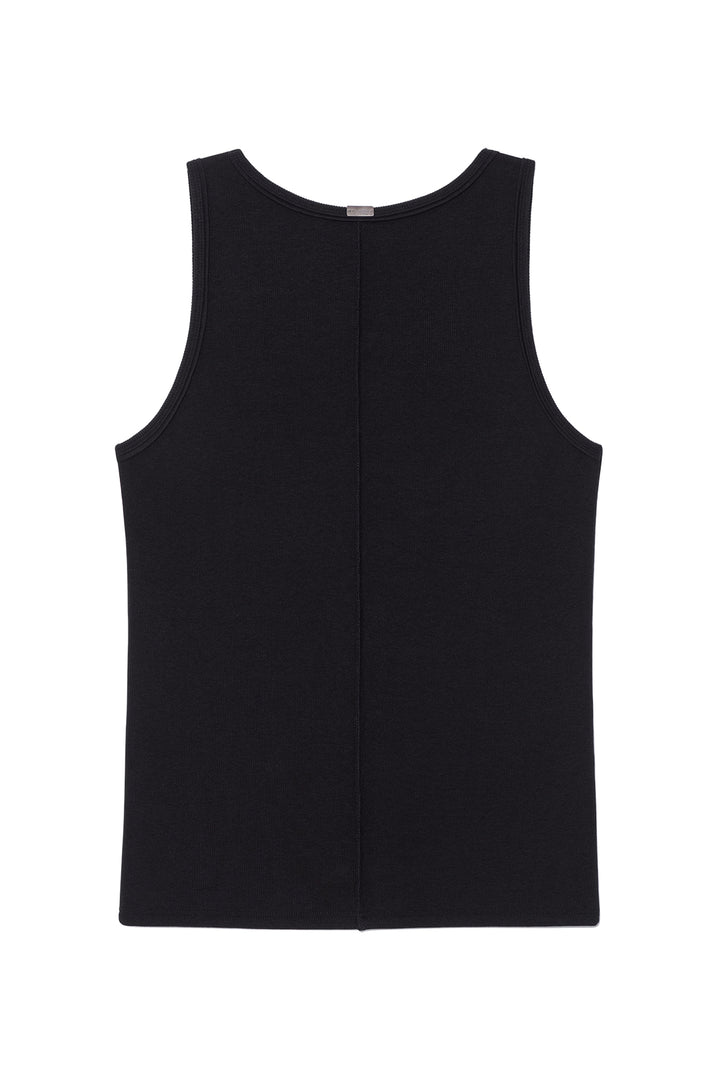 Matinkim Small Logo Pintuck Sleeveless Top For Men IN Black