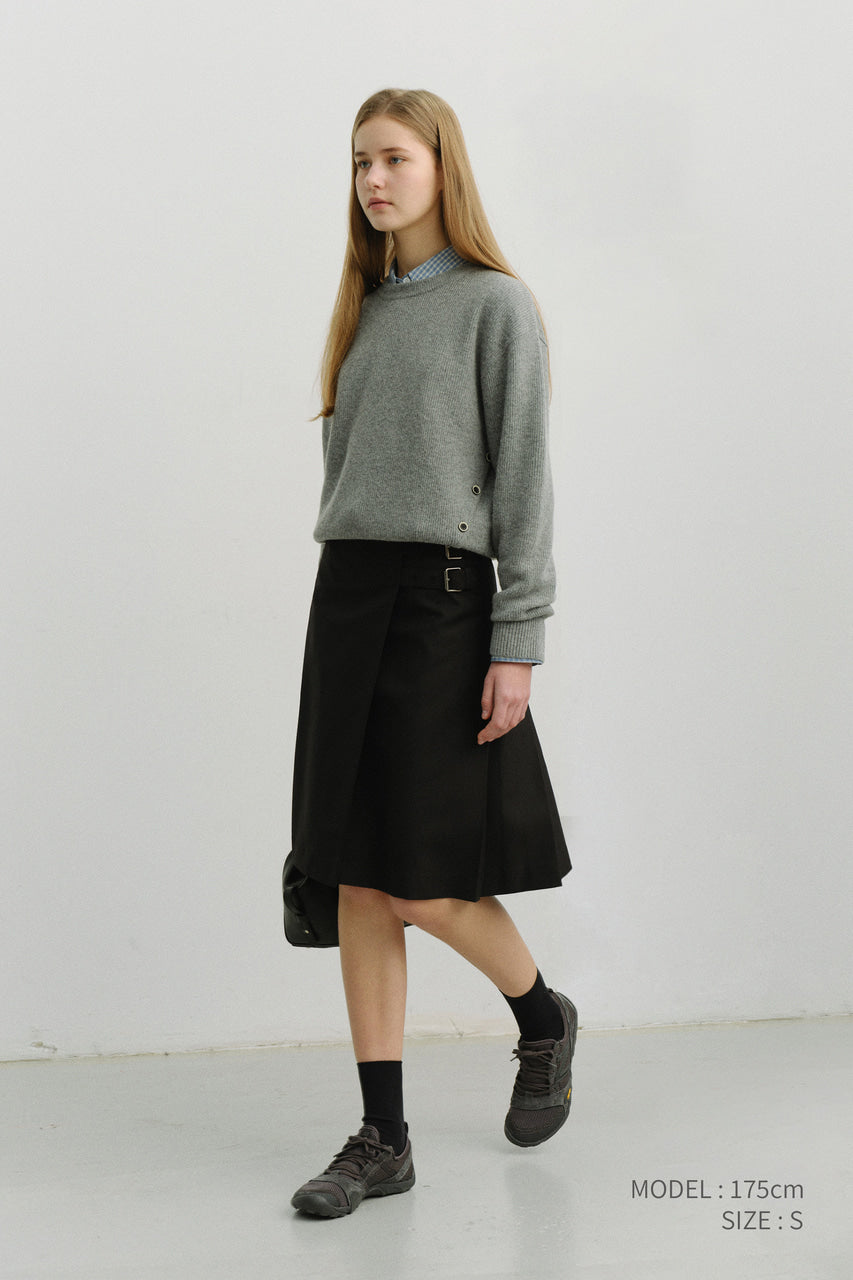 Dunst Unisex Buttoned Crewneck Sweater Melange Grey