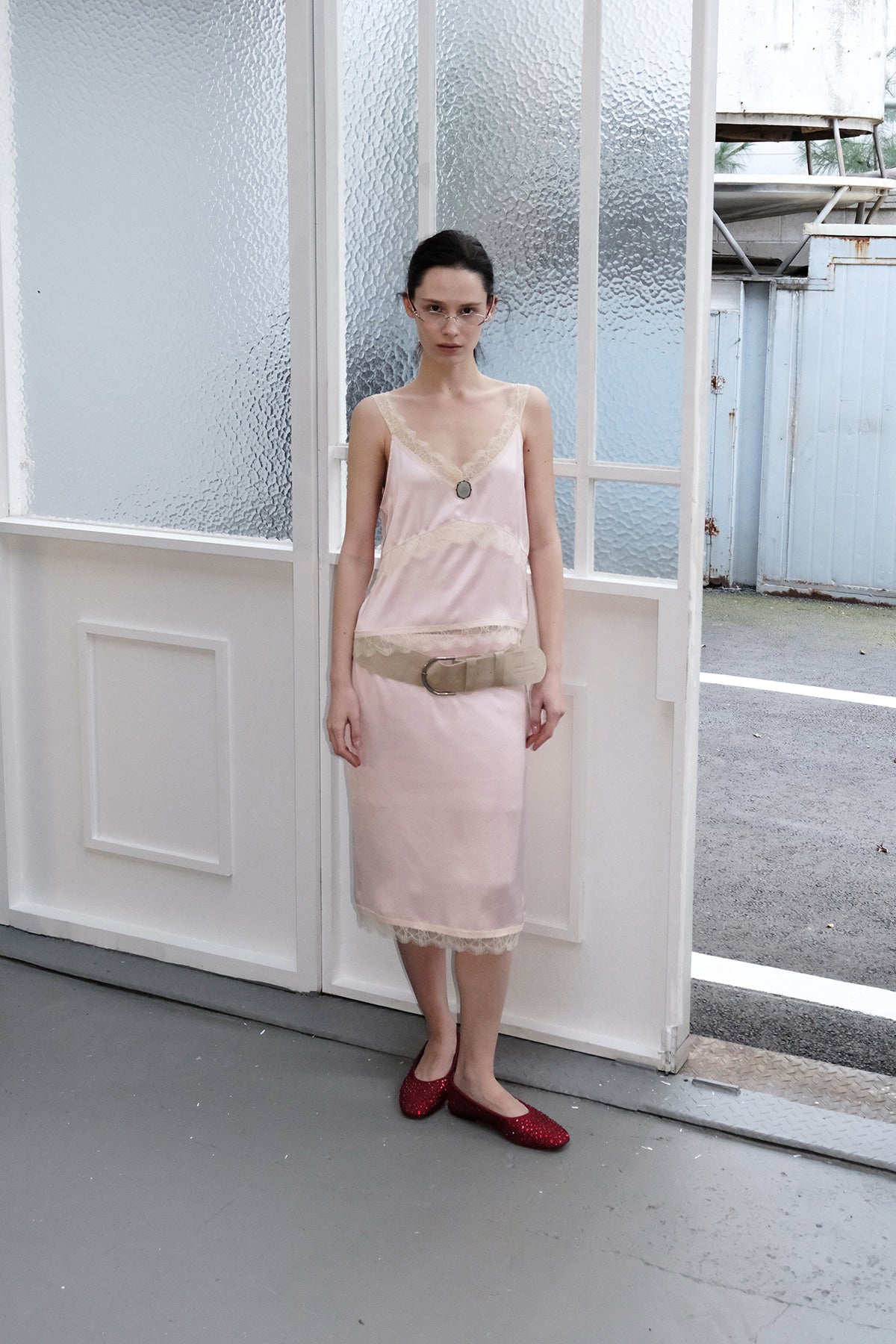 Overdueflair Lace Satin Sleeveless Pale Pink