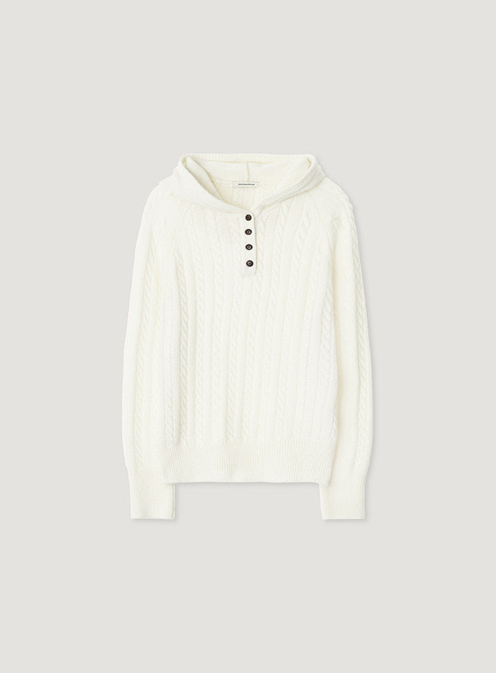Mango Maniplease Sand Hoodie Knit Cream