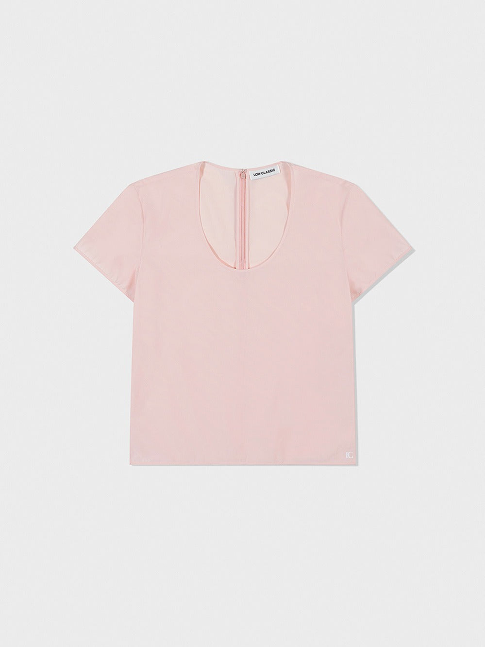 [Low Classic] U-Neck Logo Blouse_Light Pink