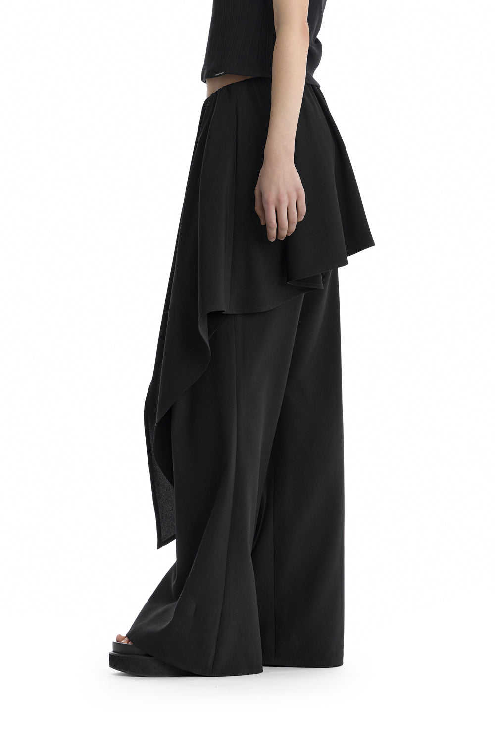 Treemingbird Layered Skirt Bootcut Trousers Black