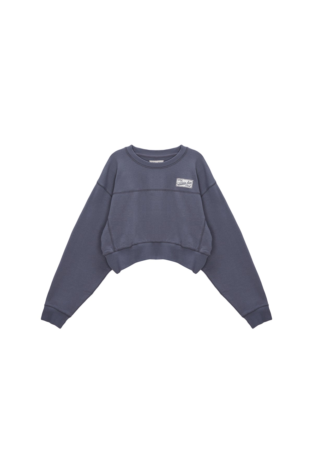 Matinkim Stitch Label Crop Sweatshirt IN Smoke Blue
