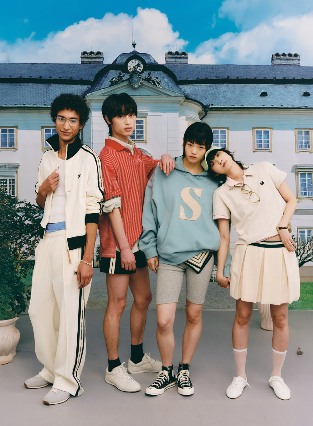 [satur] Stripe Collar T-Shirt - Red