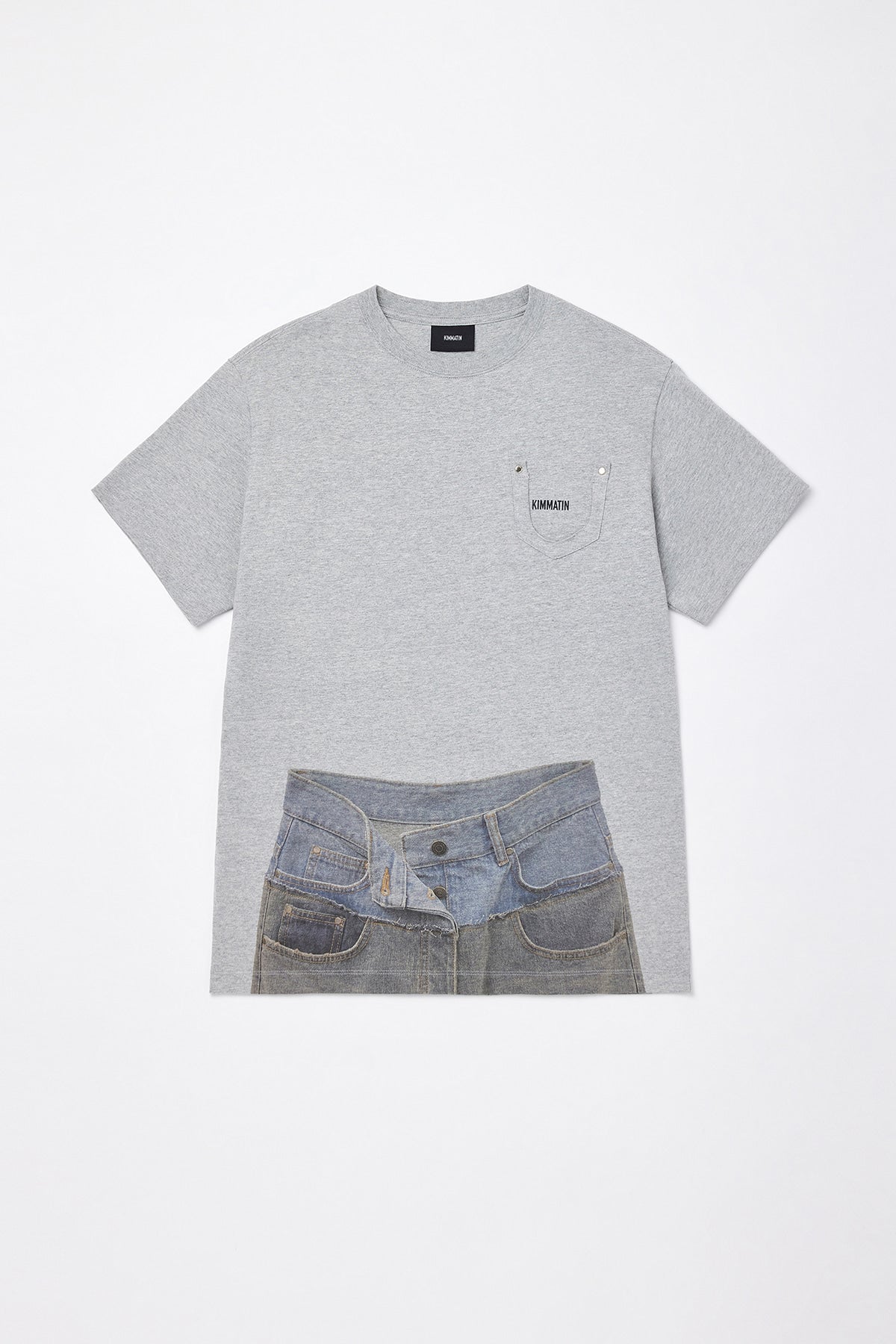 Matinkim Matin Kim Denim Printing Oversize Top IN Light Grey