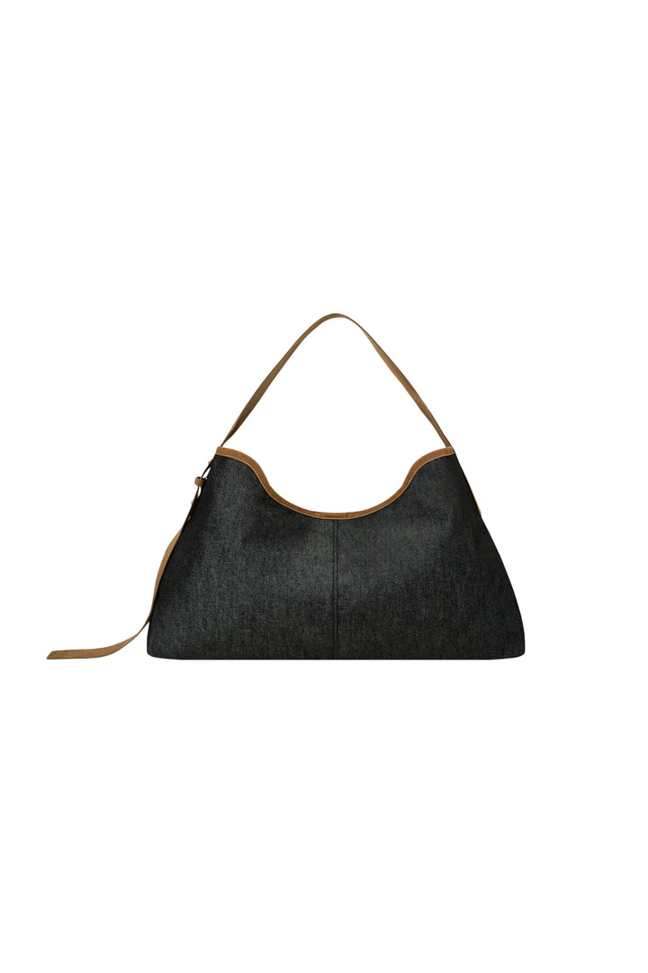 EMIS Denim Slouch Shoulder Bag-Black