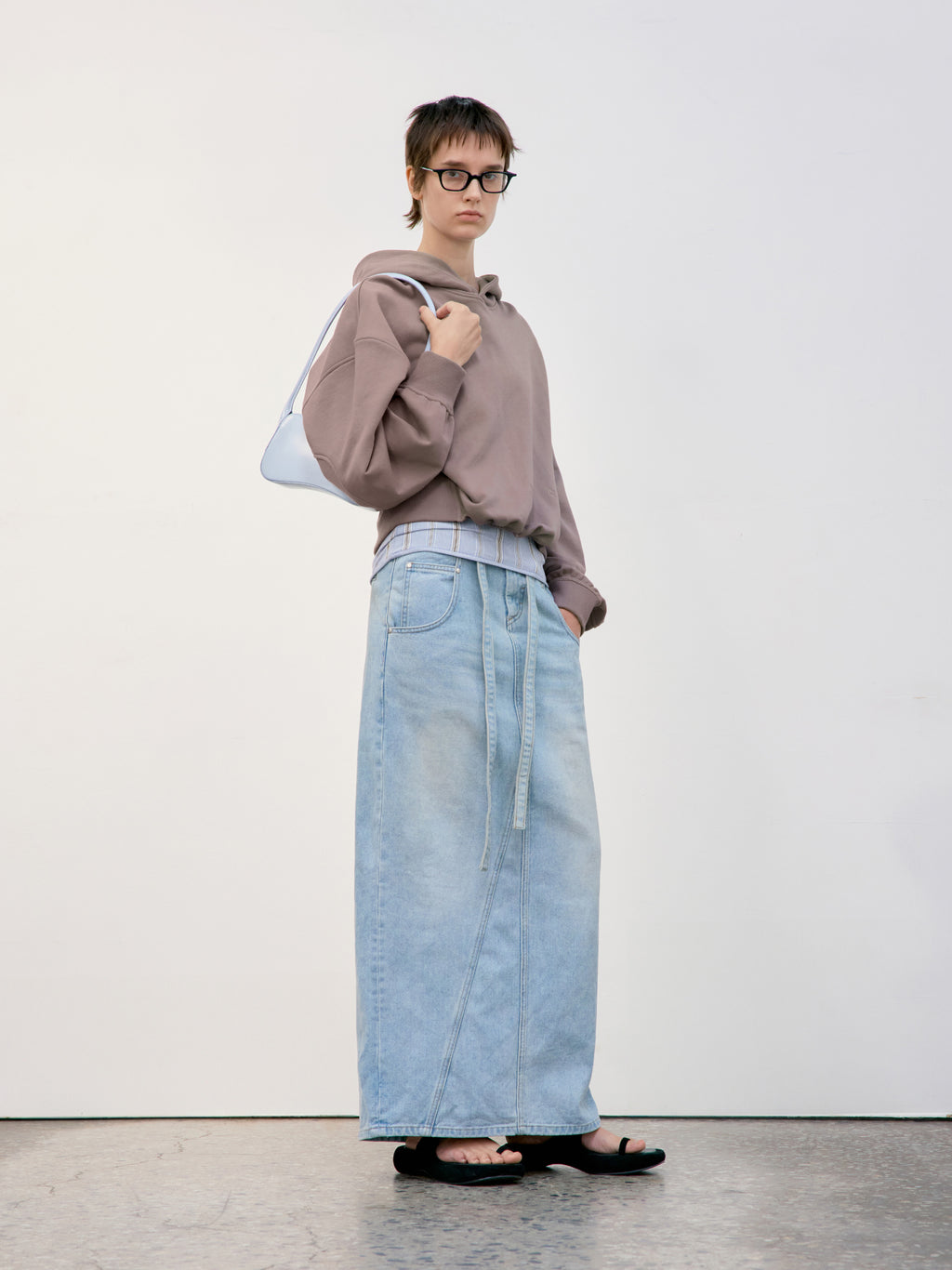 Low Classic Back Rib Crop Hoodie Red Brown