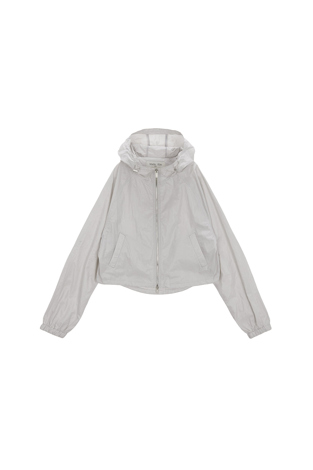 [matinkim] MATIN CROP HOODY COATING JUMPER IN GREY