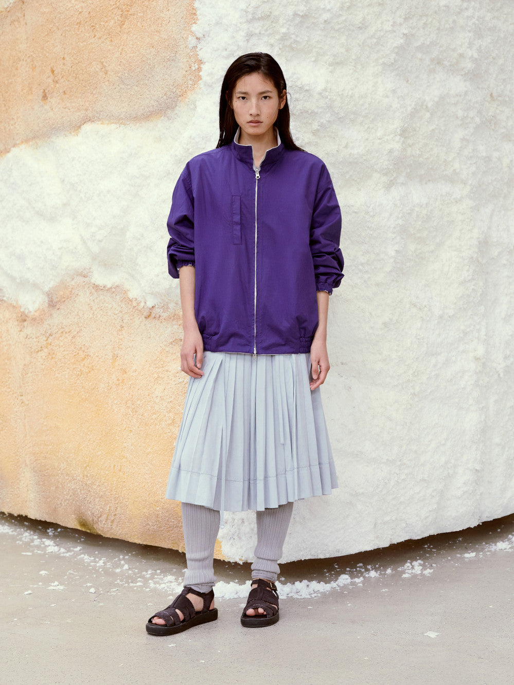 Low Classic Pleated Midi Skirt Blue
