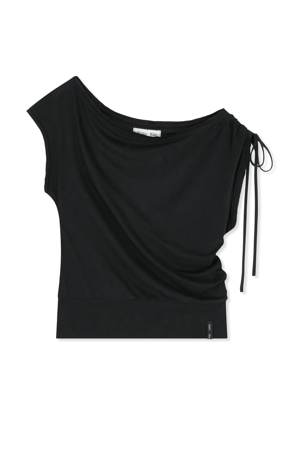 Matinkim Draped Asymmetric Sleeveless Top IN Black