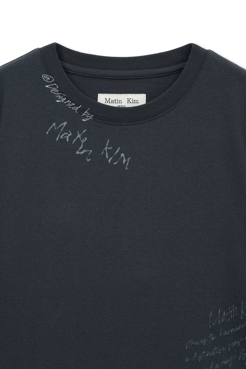 Matinkim Graffiti Round Hem Crop Top IN Navy