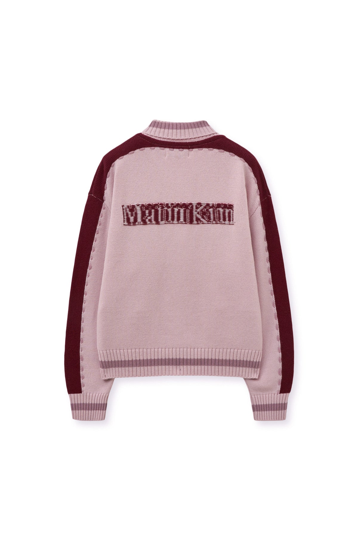 [matinkim] MATIN KIM INITIAL KNIT ZIP UP FOR WOMEN IN PINK