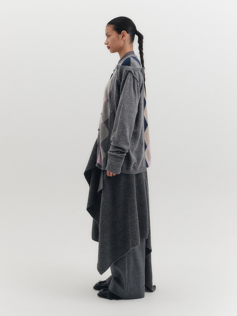 EENK Layered Knitwear Skirt - Gray