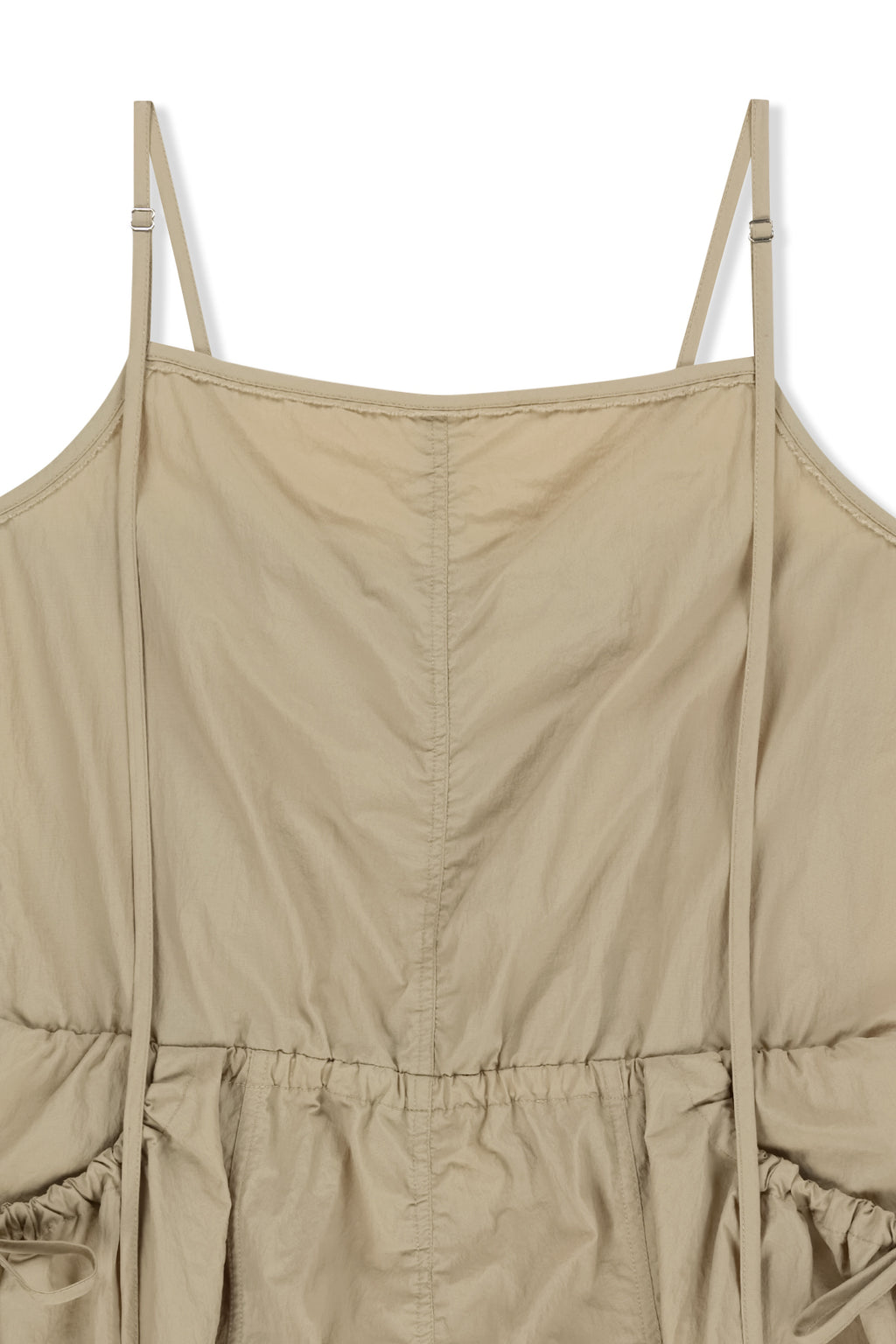[matinkim] Strap Detail Sleeveless Utility Dress IN Beige