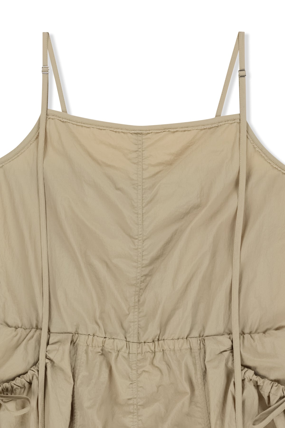 [matinkim] Strap Detail Sleeveless Utility Dress IN Beige