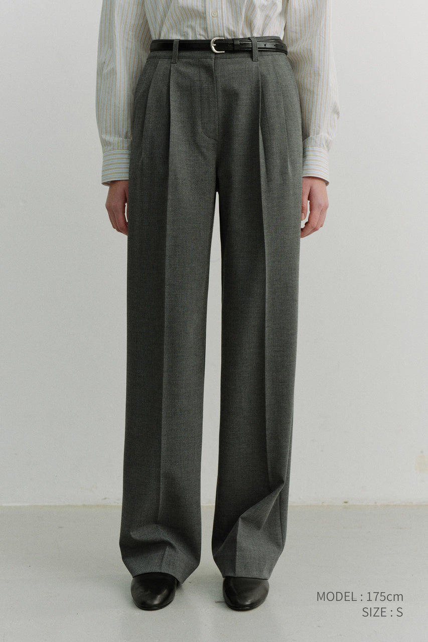 Dunst Double Pleated Slacks Melange Grey