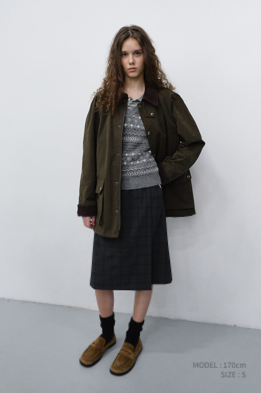 Dunst Pleats Midi Wrap Checked Skirt Charcoal Grey Check