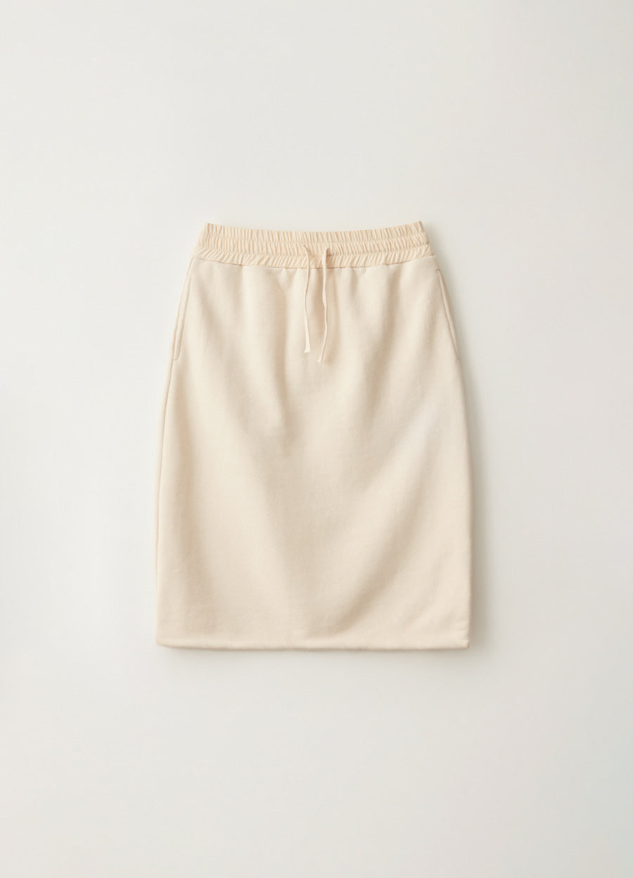 Nothing Written Drawstring cotton midi skirt (Cream)