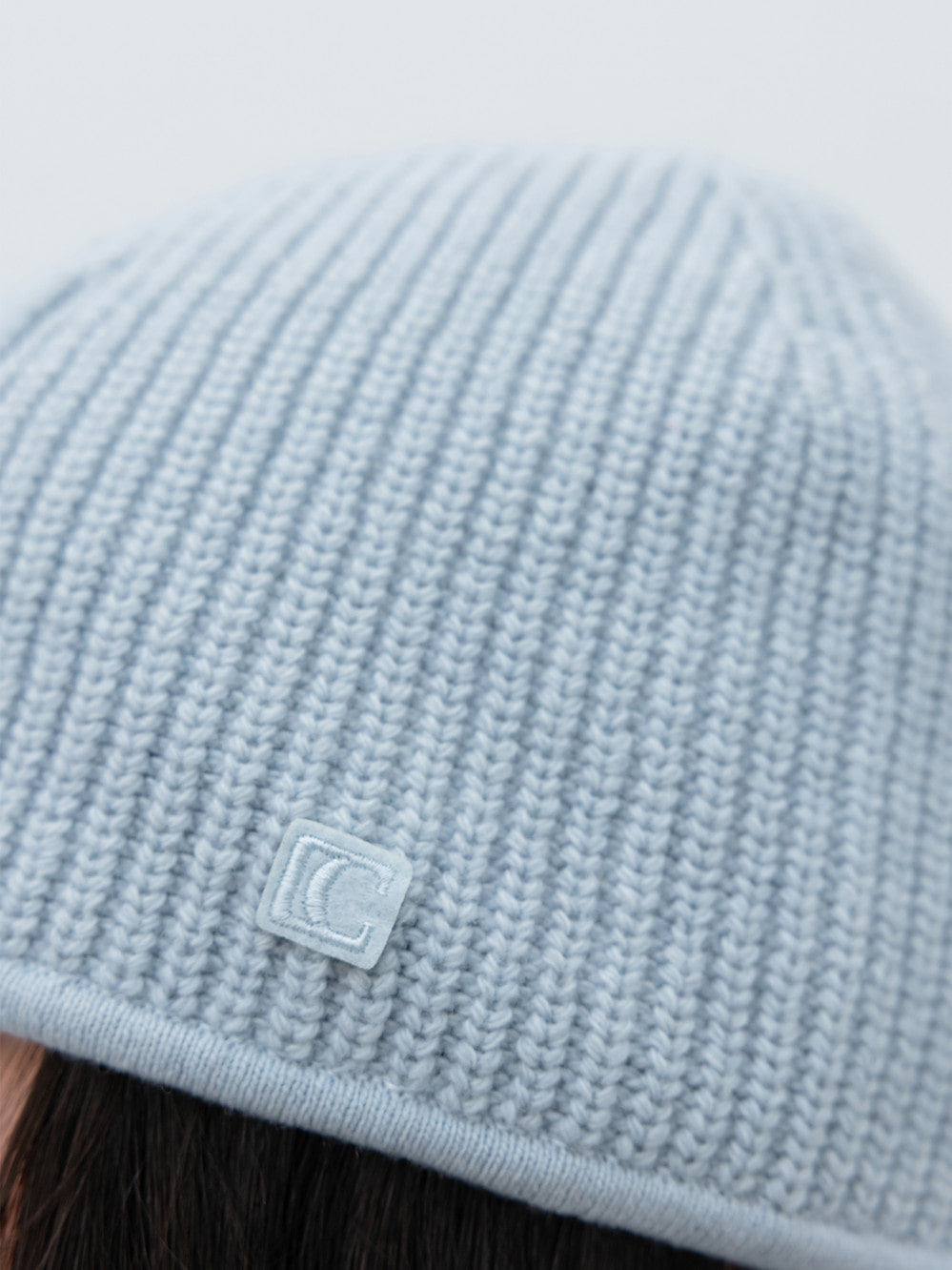 Low Classic Embroidered Logo Knit Beanie Sky Blue