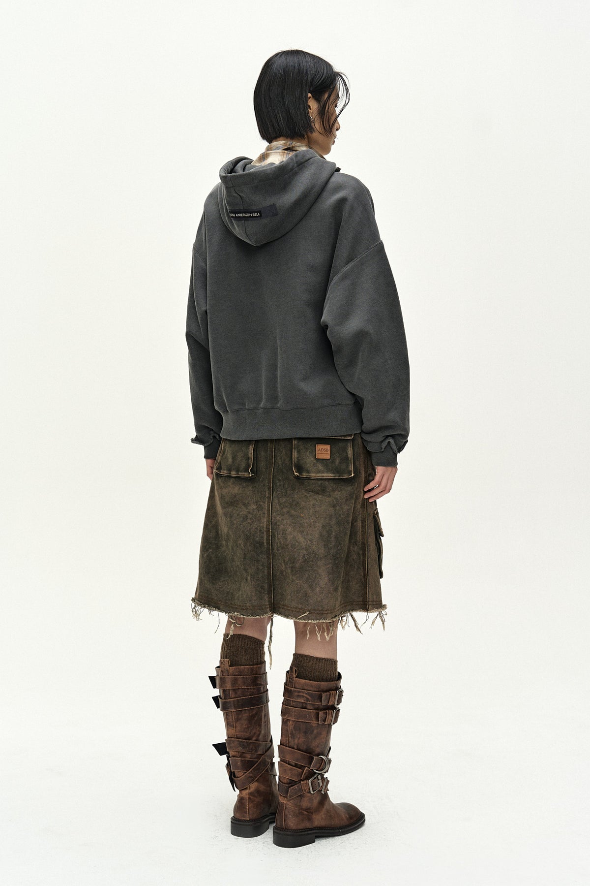 Andersson Bell Raw-Cut Studded Zip-UP Hoodie