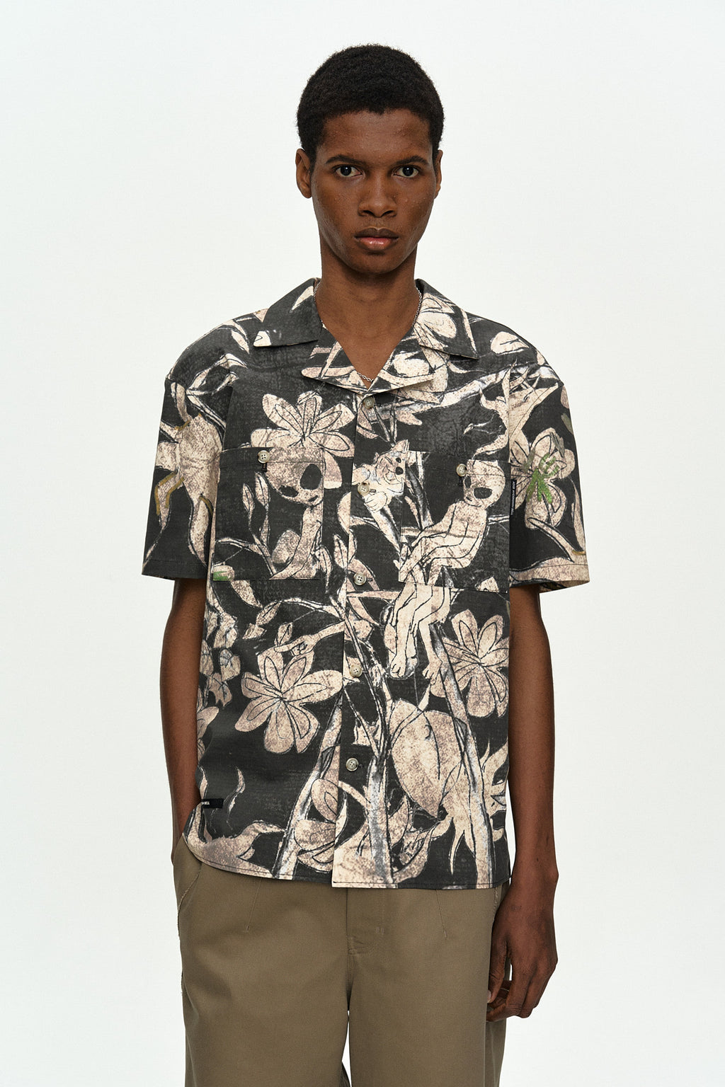Andersson Bell Flower Printed Open Collar Shirt