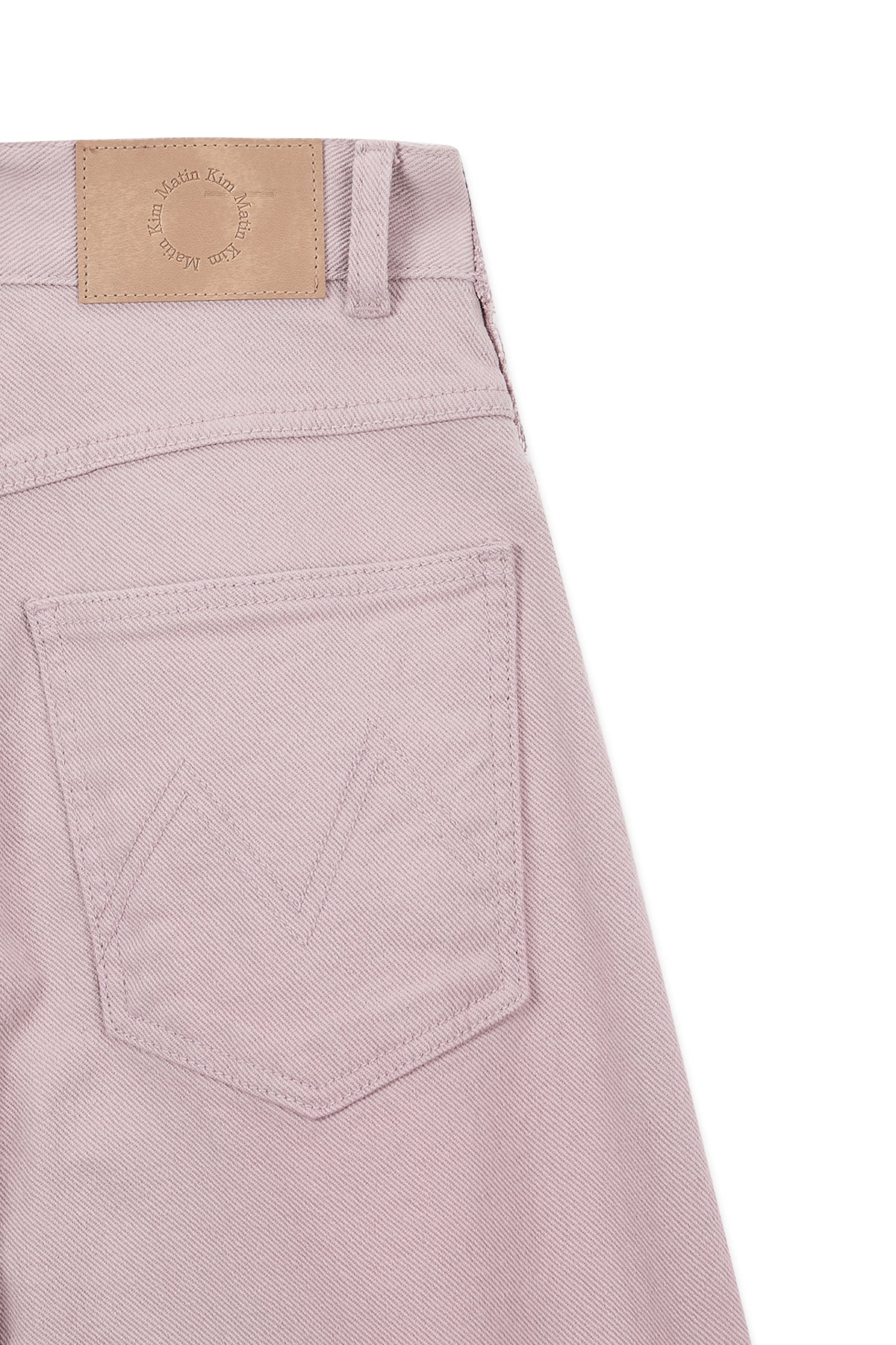 [matinkim] COLOR POINT WASHED DENIM PANTS IN PINK