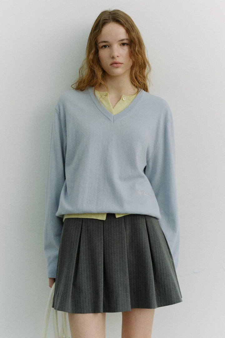 Dunst Pleats Mini Skirt Grey Stripe