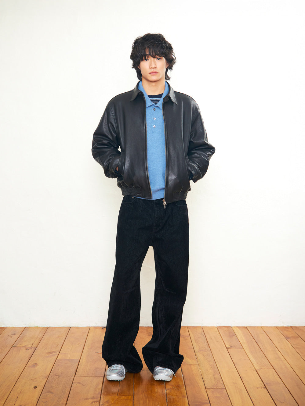 [Low Classic] Lambskin Leather Harrington Jacket_Black