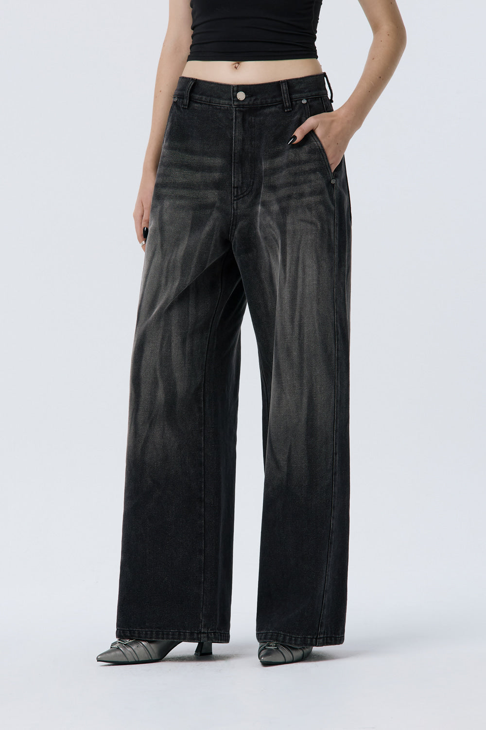Treemingbird Brushed Denim Pants Black