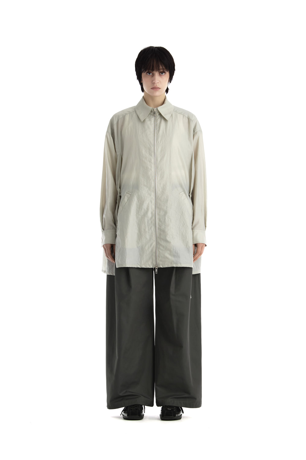 Treemingbird Nylon Cape Blazer Light Gray