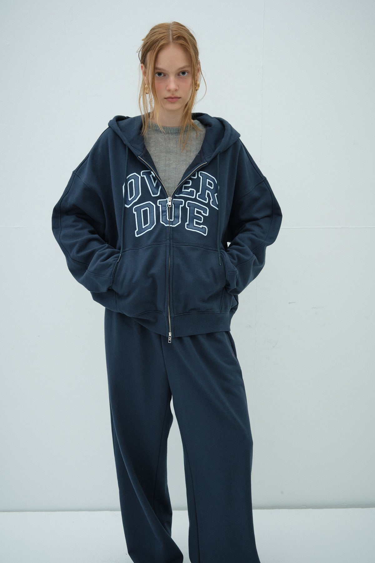 Overdueflair Two-Way Wide Sweat Pants Navy