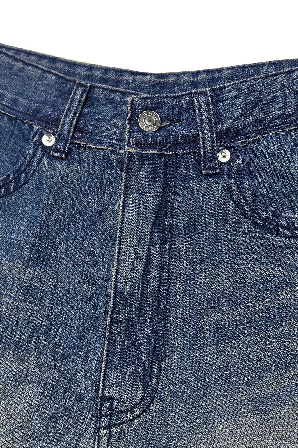 Matinkim Rough Cut Line Point Denim Pants IN Blue