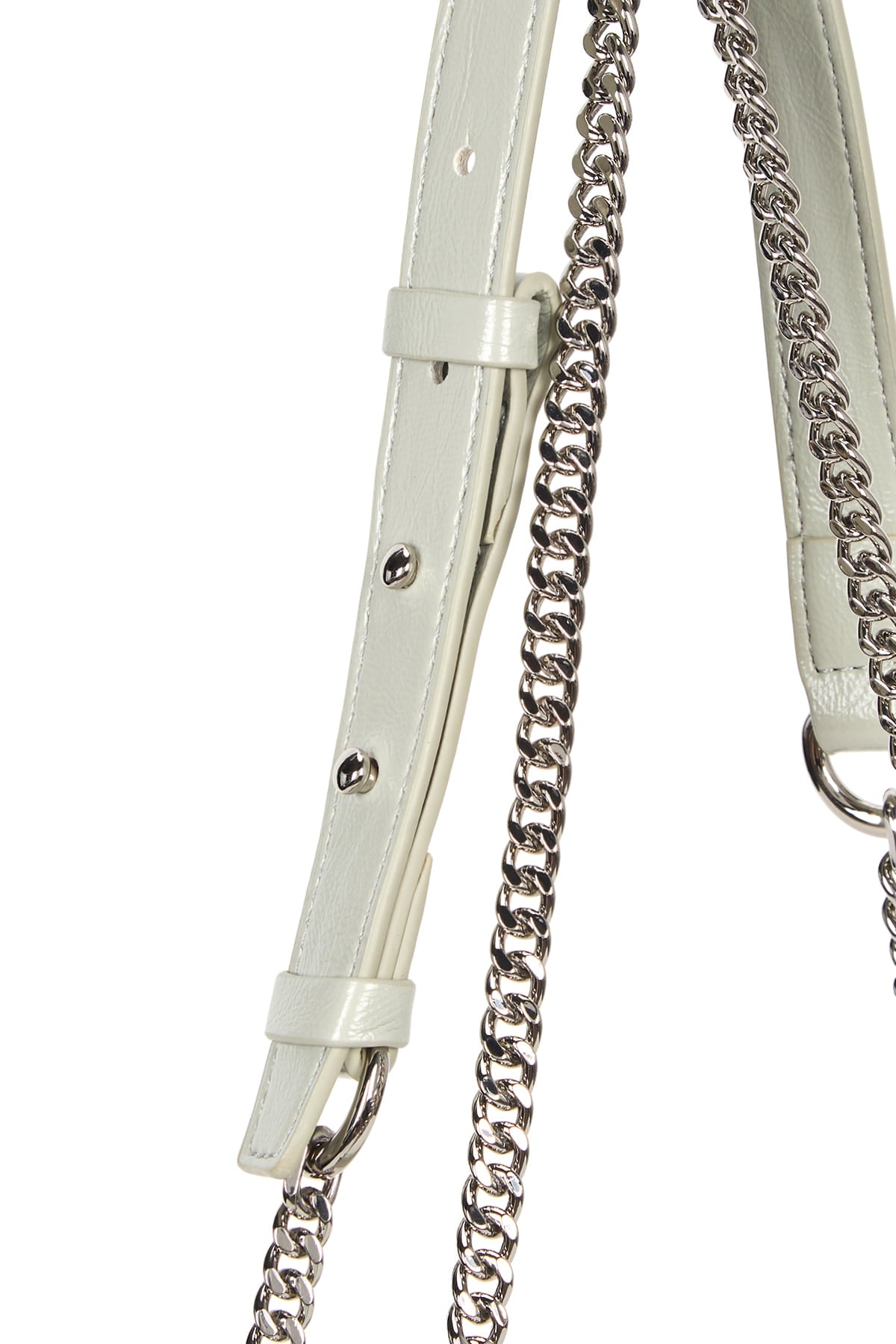 [matinkim] GLOSSY QUILTING SMALL CHAIN BAG IN LIGHT GREY