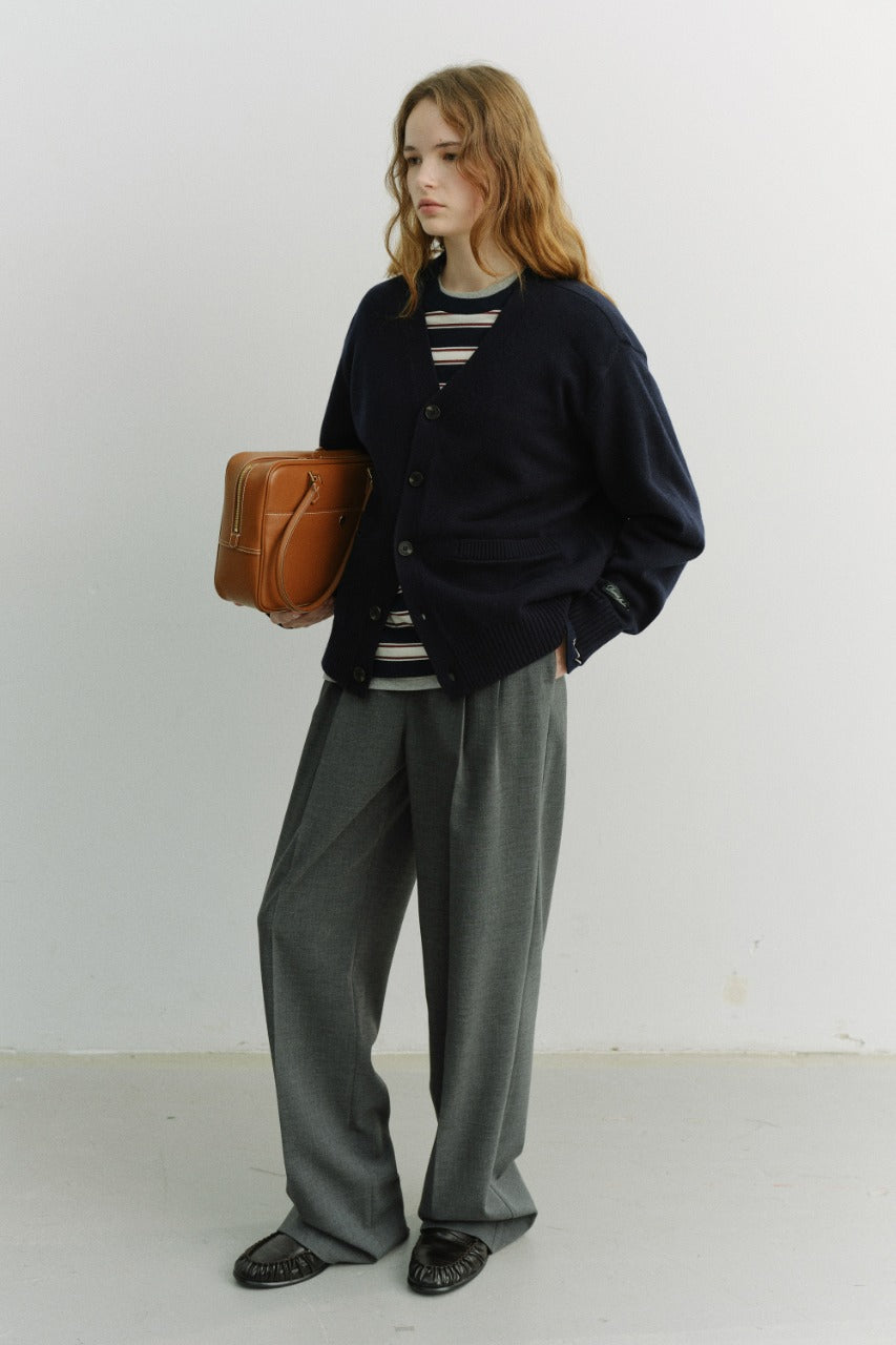 Dunst Double Pleated Slacks Melange Grey