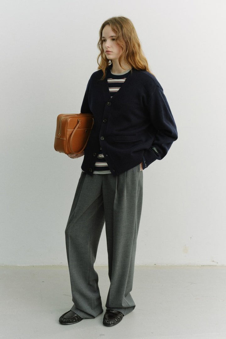 Dunst Double Pleated Slacks Melange Grey